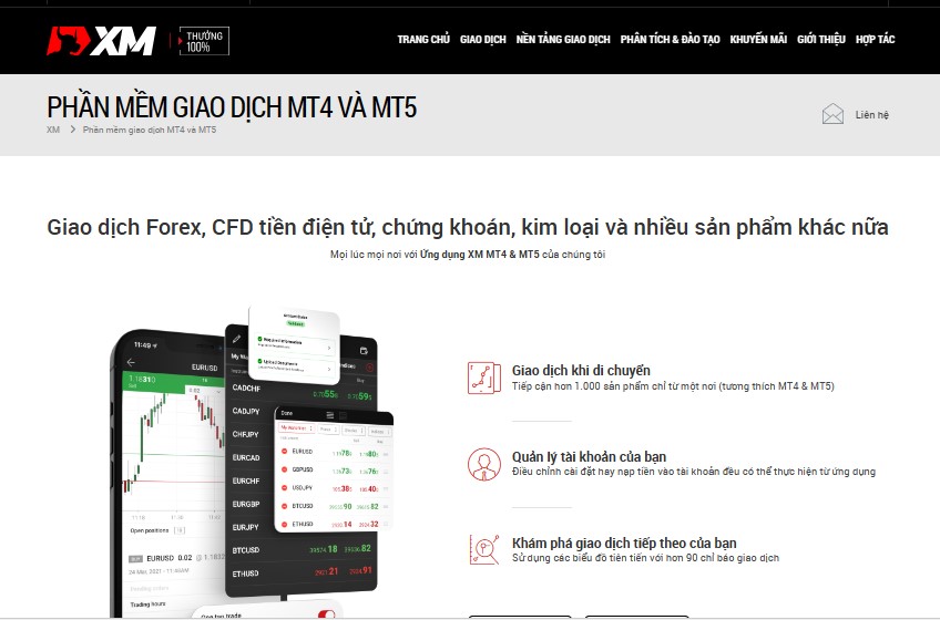 Sàn XM hỗ trợ giao dịch qua nền tảng MT4, MT5 và WebTrader